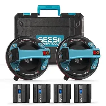 SEESII Electric Suction Lifter, 8in, 272 kg, 4x 2400mAh Batteries (listing 2)