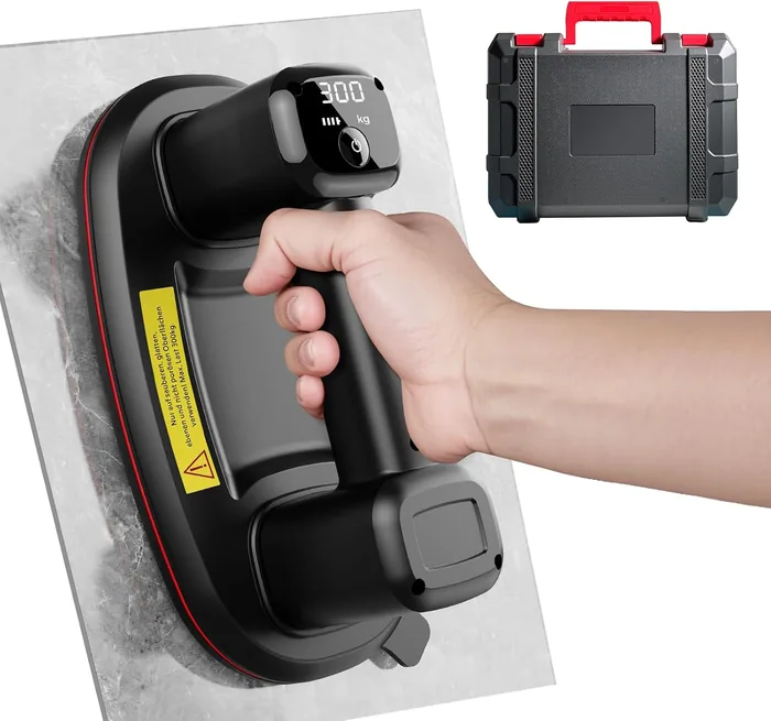 26cm Akku Saugheber mit 2 Motoren,300 KG Saugkraft,Elektrischer Saugheber Glassauger Fliesenheber mit Auto-Nachsauge-Funktion & LCD-Anzeige für