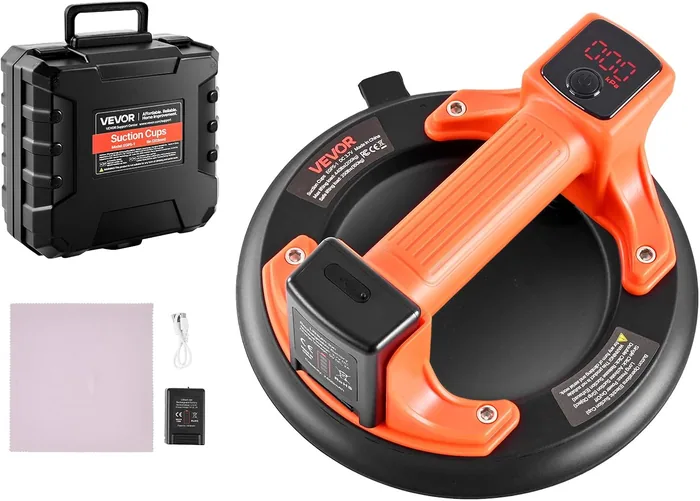 8-Inch Elektrischer Saugnapf, 8-Zoll-Vakuum-Glasheber mit Digitalanzeige für Saugkraft und Akkustand, max. 200 kg Tragkraft für Fliesen